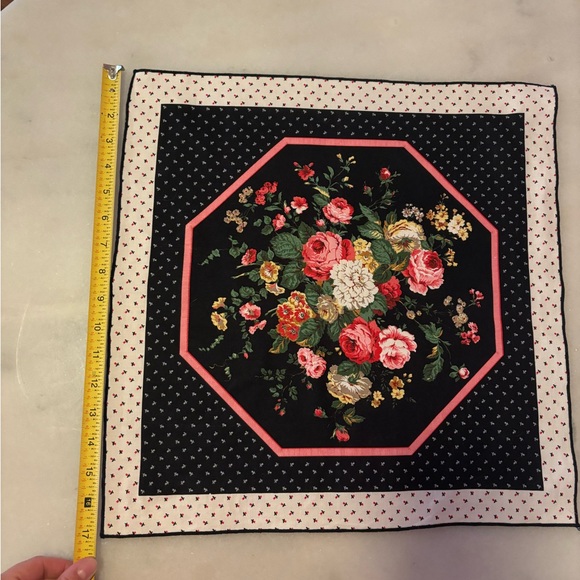 Vintage Cranston Floral Scarf / Fabric Square - black floral design - Picture 3 of 5